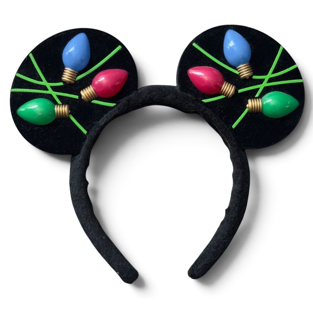Disney Parks Light Up Christmas Bulb Mickey Ears Headband Holiday Festive
